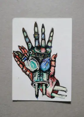 Hold your own hand aceo art card thumbnail 2