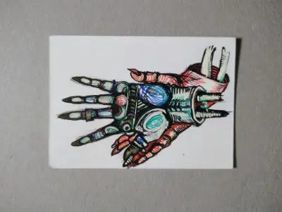 Hold your own hand aceo art card thumbnail 1