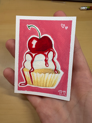 Little cupcake aceo art card thumbnail 2