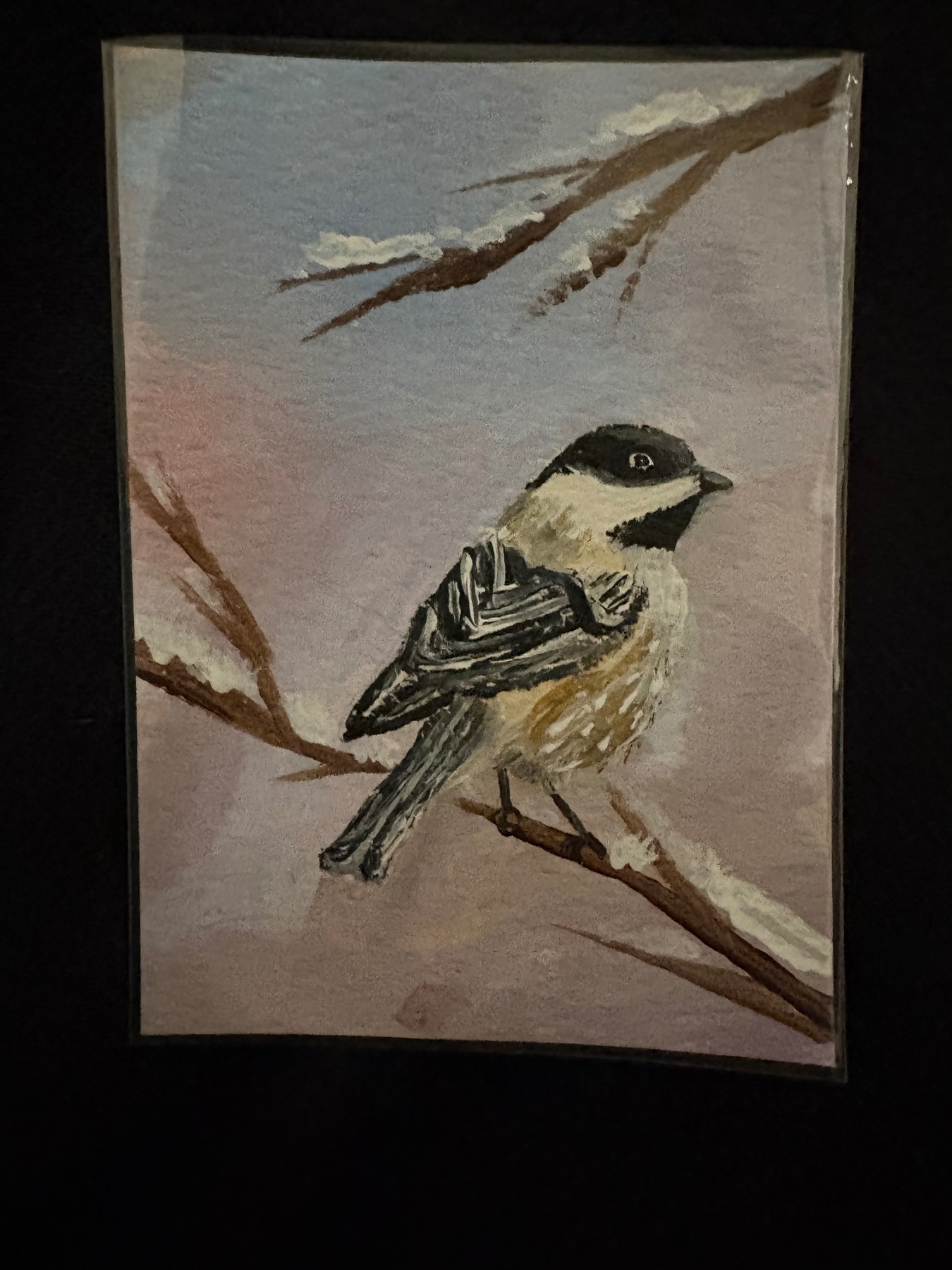 Winter Chickadee aceo art card