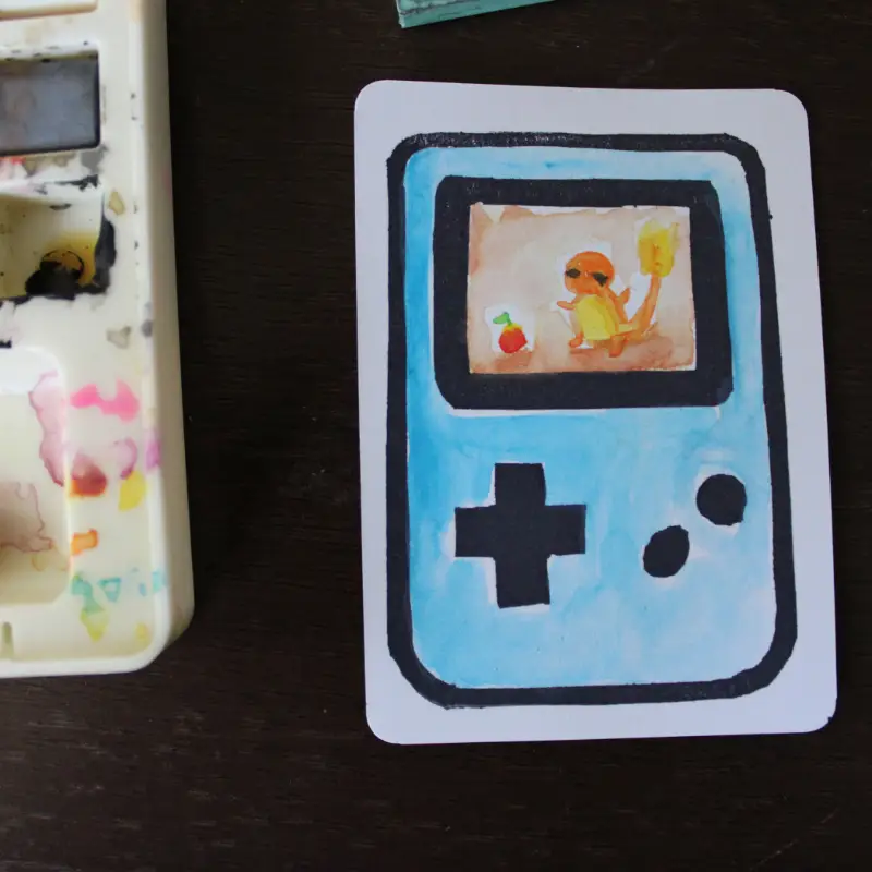 Gameboy Memories - Charmander aceo art card