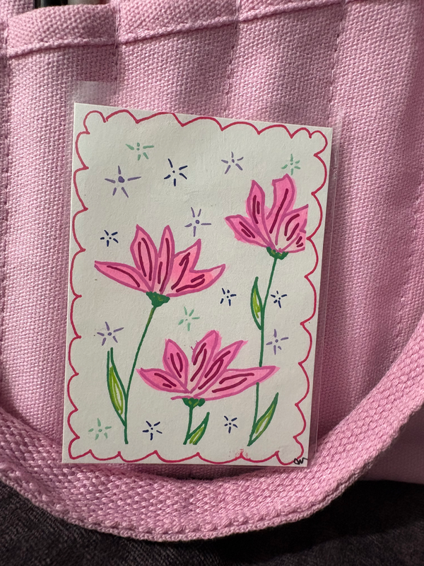 Sparkly floral aceo art card