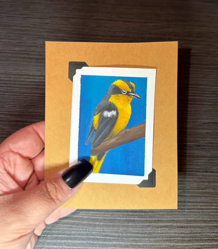 ACEO Original Acrylic Painting Bird Series by Emily aceo art card