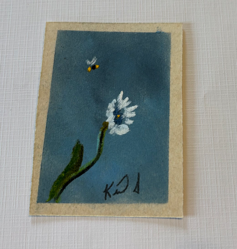 Blue Honey Bee #1 aceo art card