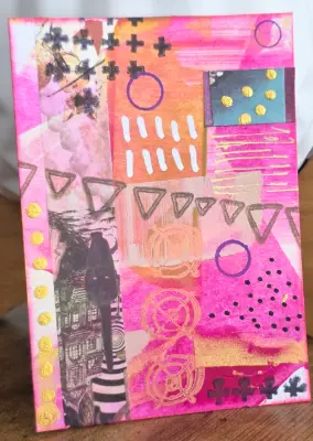 Pink Orbit aceo art card thumbnail 2