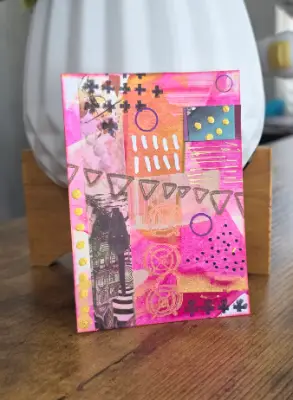 Pink Orbit aceo art card thumbnail 1