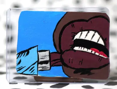 Popped Lips aceo art card thumbnail 1