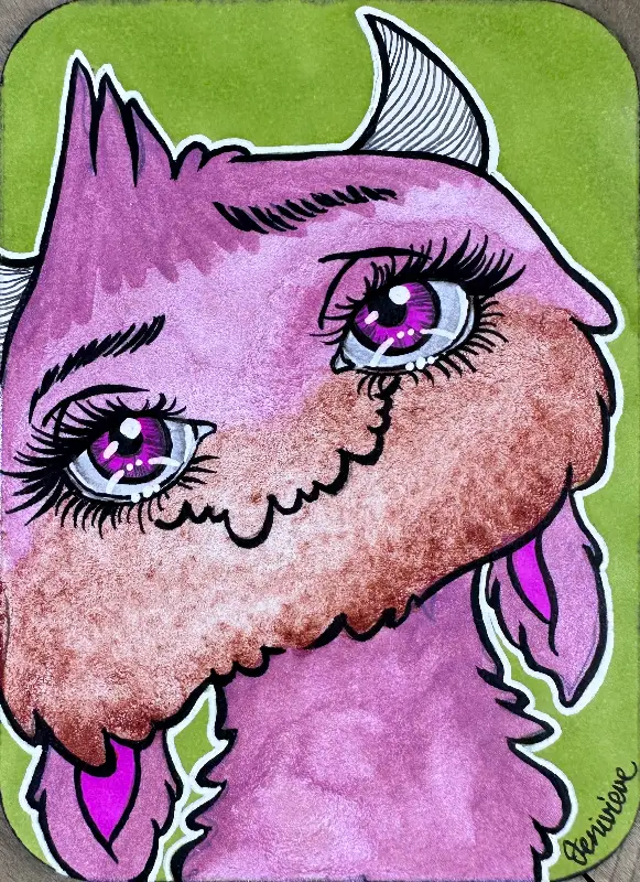 Strawberry Smile aceo art card