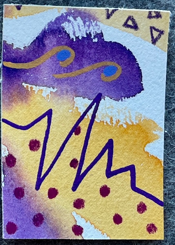 Purple/Yellow 4 aceo art card