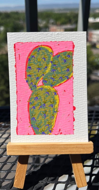 Pretty in Pink Plant 3 aceo art card