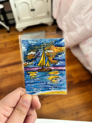 Sailboat in the Water aceo art card thumbnail 3