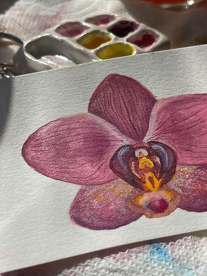 Pink Orchid No. 1 aceo art card thumbnail 2