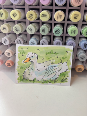 “Twilight Ducky” urban Animal sketch aceo art card thumbnail 2