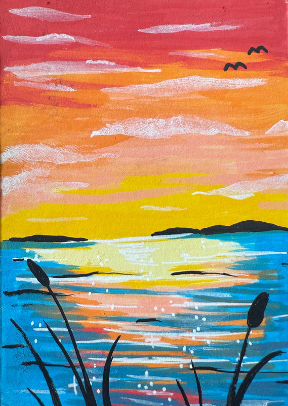 Sunset on the Water aceo art card