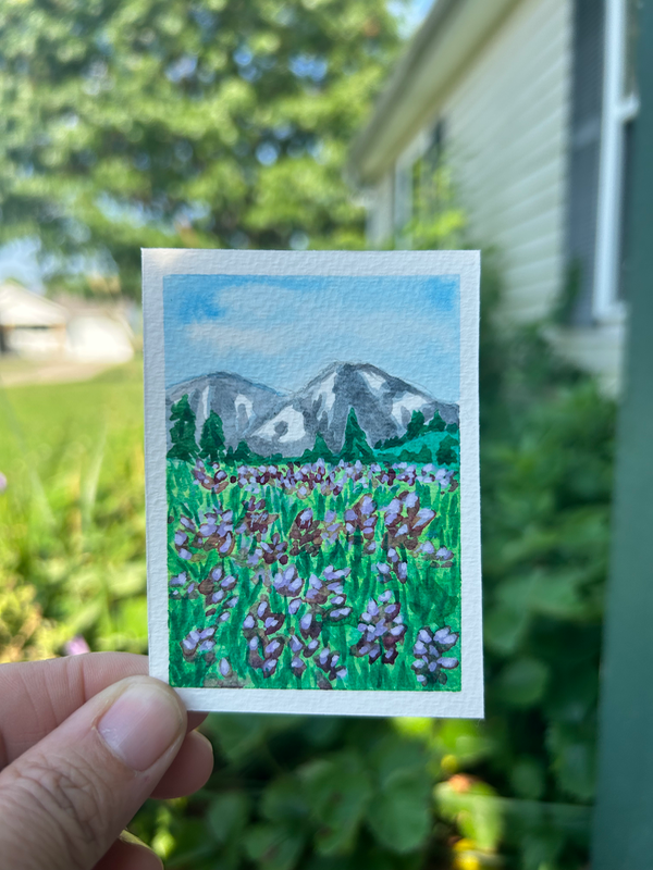 Mountain paradise aceo art card