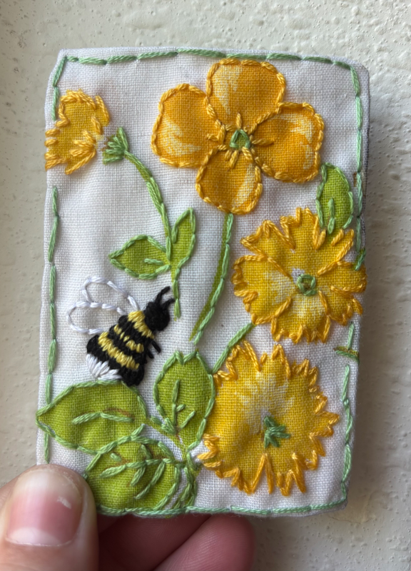 Bee Happy aceo art card