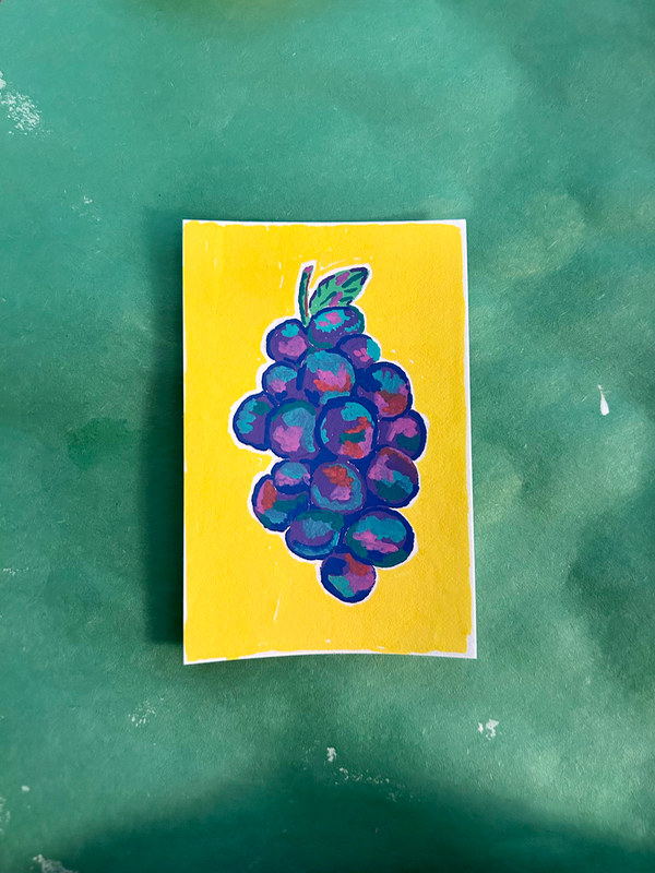 Original ACEO Card Art | Pop Art Fruit | Acrylic Medium aceo art card