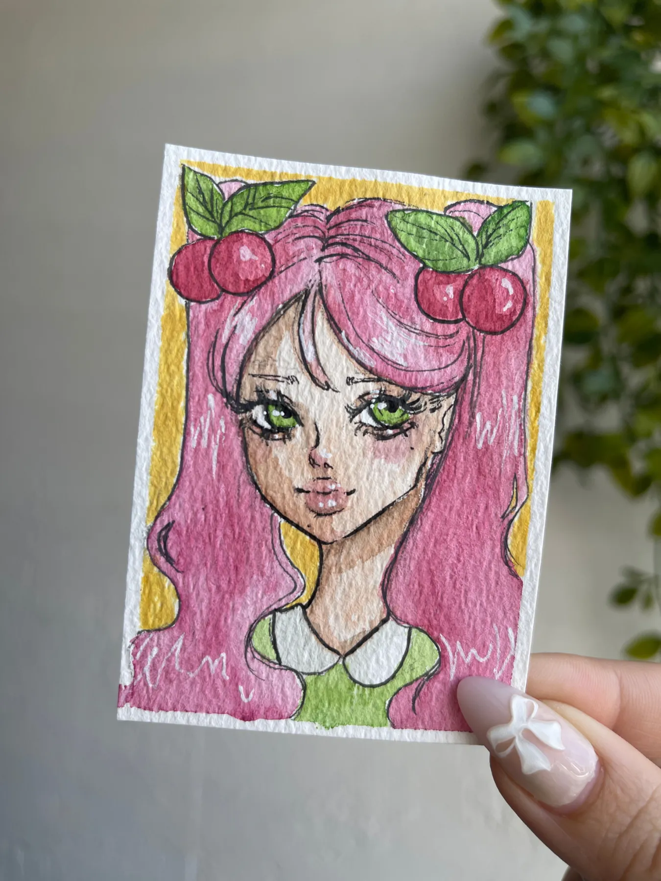 Cherry Girl aceo art card