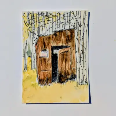 Outhouse at St. Elmo aceo art card thumbnail 4