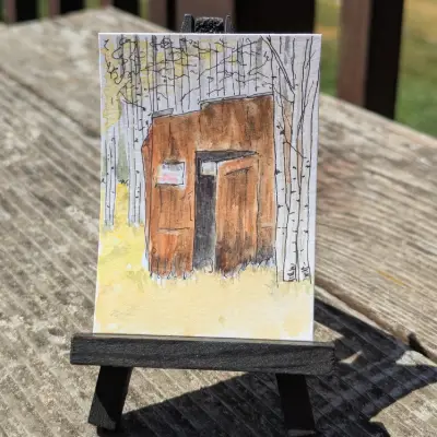 Outhouse at St. Elmo aceo art card thumbnail 2