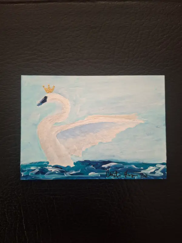 The swan princess white aceo art card