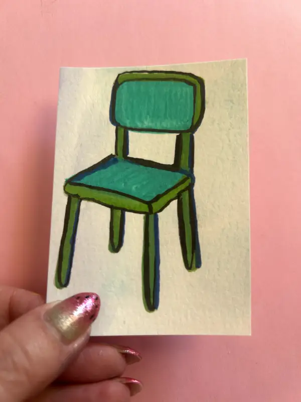 ACEO Original Green Chair Still Life aceo art card