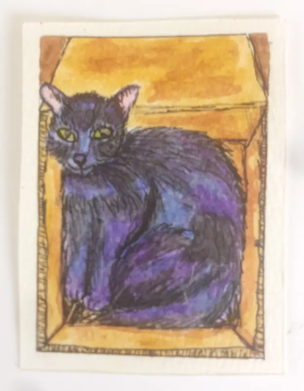 Cat in a Box 5/5 aceo art card