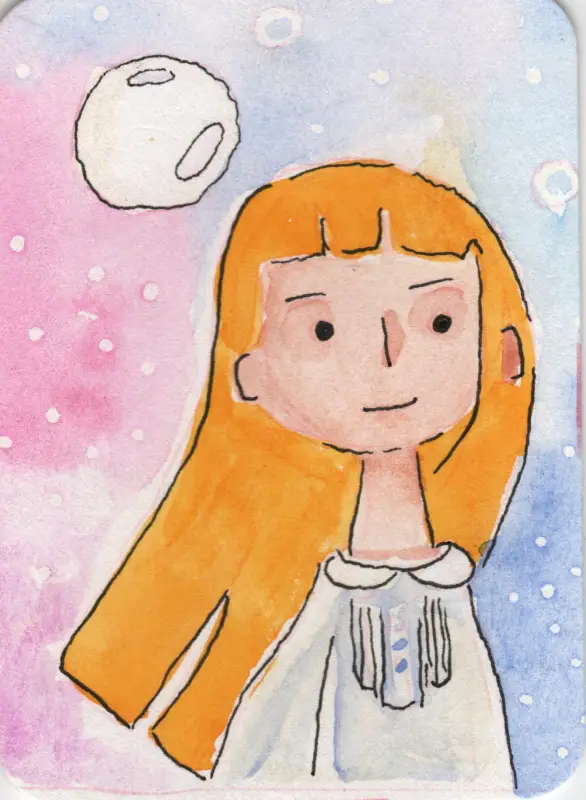 Original ACEO Watercolor Art OOAK - Coastal Maren No. 4 Bedtime Portrait aceo art card