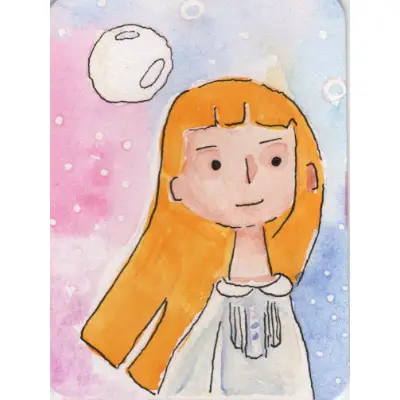 Original ACEO Watercolor Art OOAK - Coastal Maren No. 4 Bedtime Portrait aceo art card thumbnail 1