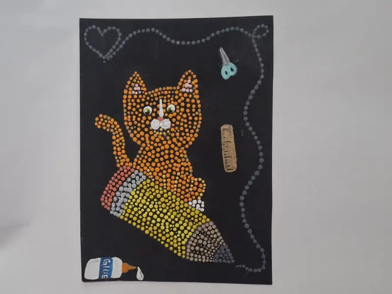 Back to school Cat aceo art card