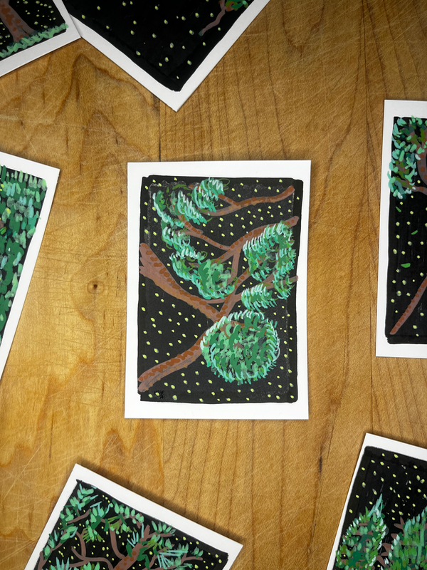 View at Night from Forest Floor aceo art card