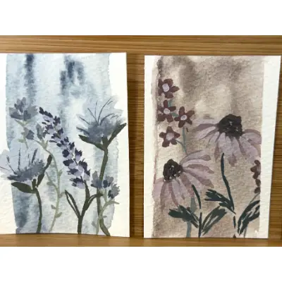 Whispered Botanicals- 4 piece ACEO collection of sophisticated floral prints aceo art card thumbnail 1