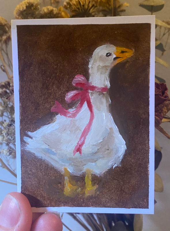 proper lady (geese collection 3/5) aceo art card