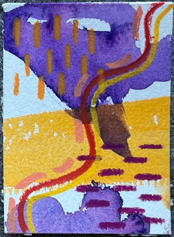 Purple/Yellow 5 aceo art card