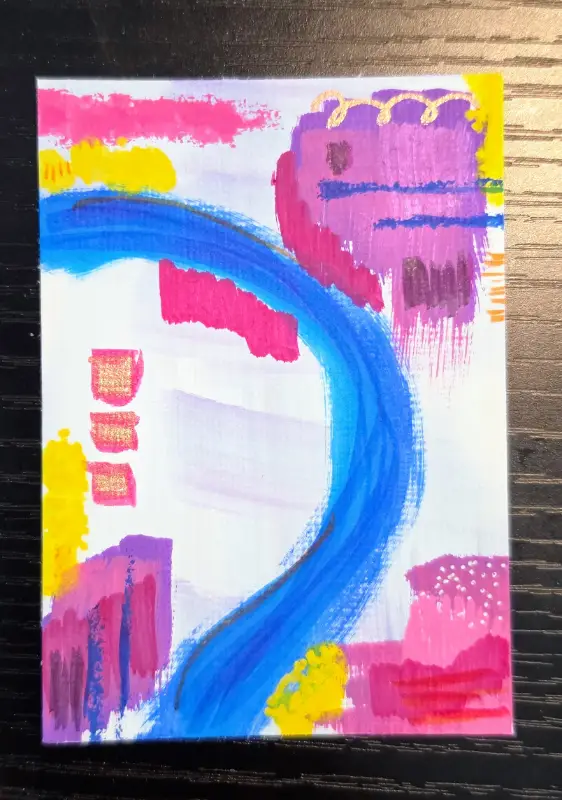 ACEO Abstract Original Painting Artist Trading Card Handmade 2.5”x3.5” Mini Art aceo art card