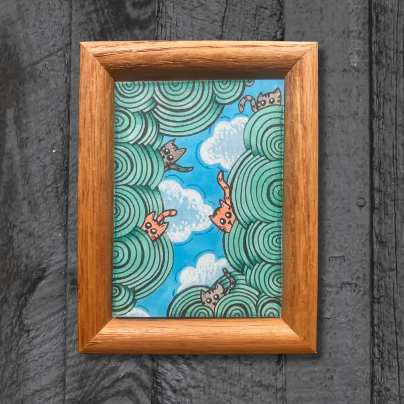 Cloud Kittys - Alcohol Markers, Colored Pencils and Acrylic Drawing by Pamela K Studio aceo art card