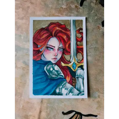 The Heroine - Original ACEO aceo art card thumbnail 3