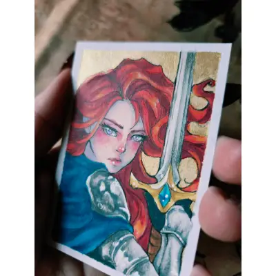 The Heroine - Original ACEO aceo art card thumbnail 4