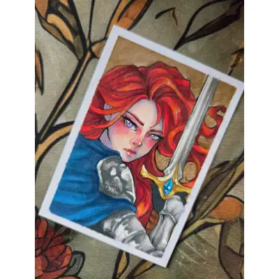 The Heroine - Original ACEO aceo art card thumbnail 2