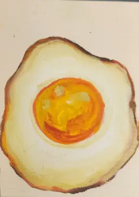 Fried Egg aceo art card thumbnail 1