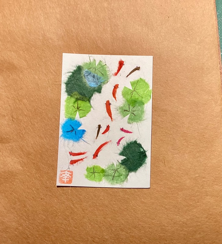 Japanese Washi Art - Pond #3 aceo art card