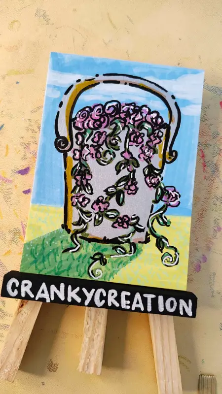 Bucket of Flowers aceo art card