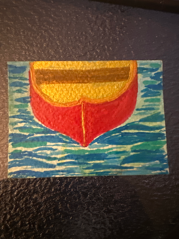 Little Red Rowboat aceo art card