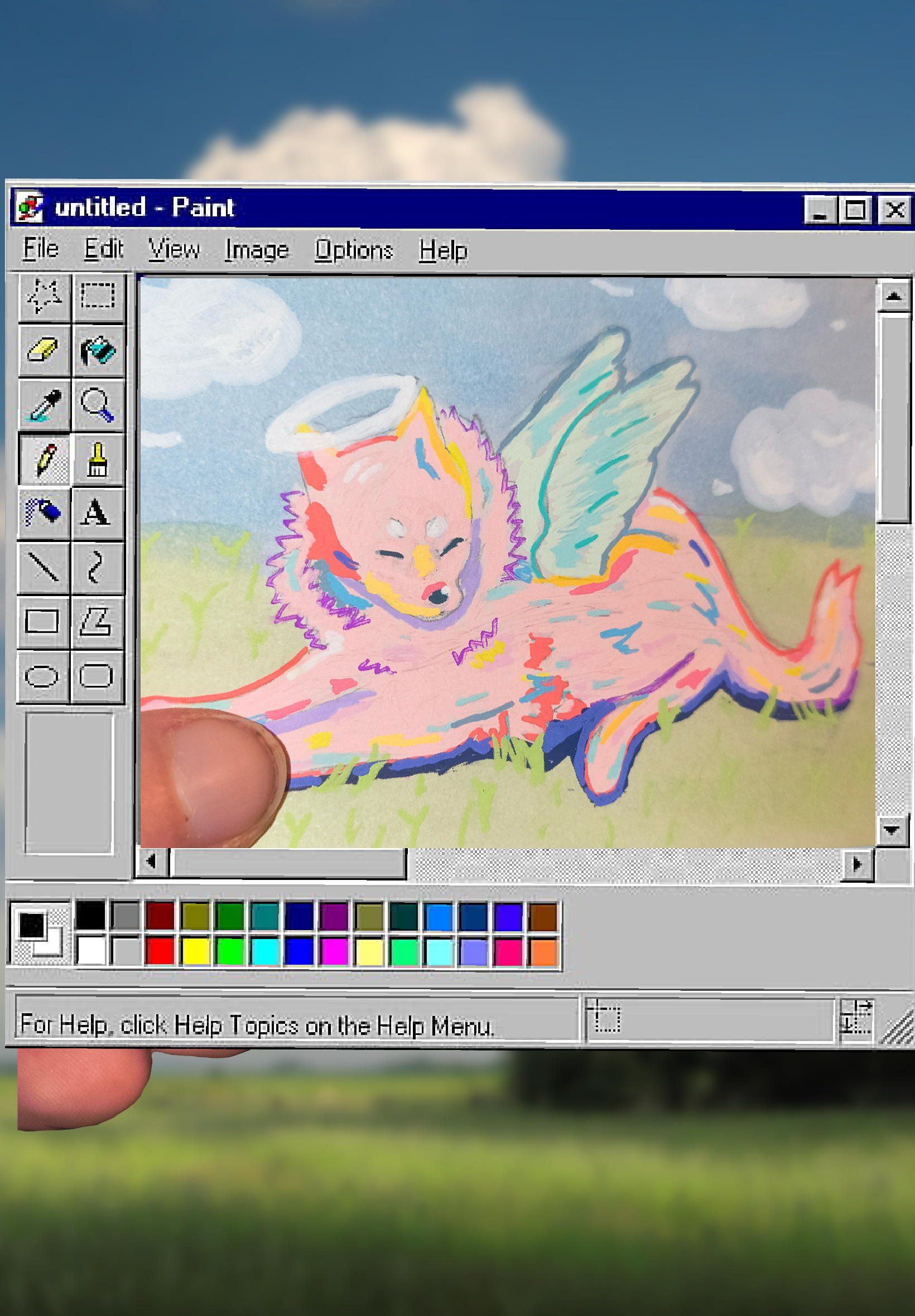 Angel pastel puppy aceo art card thumbnail 2