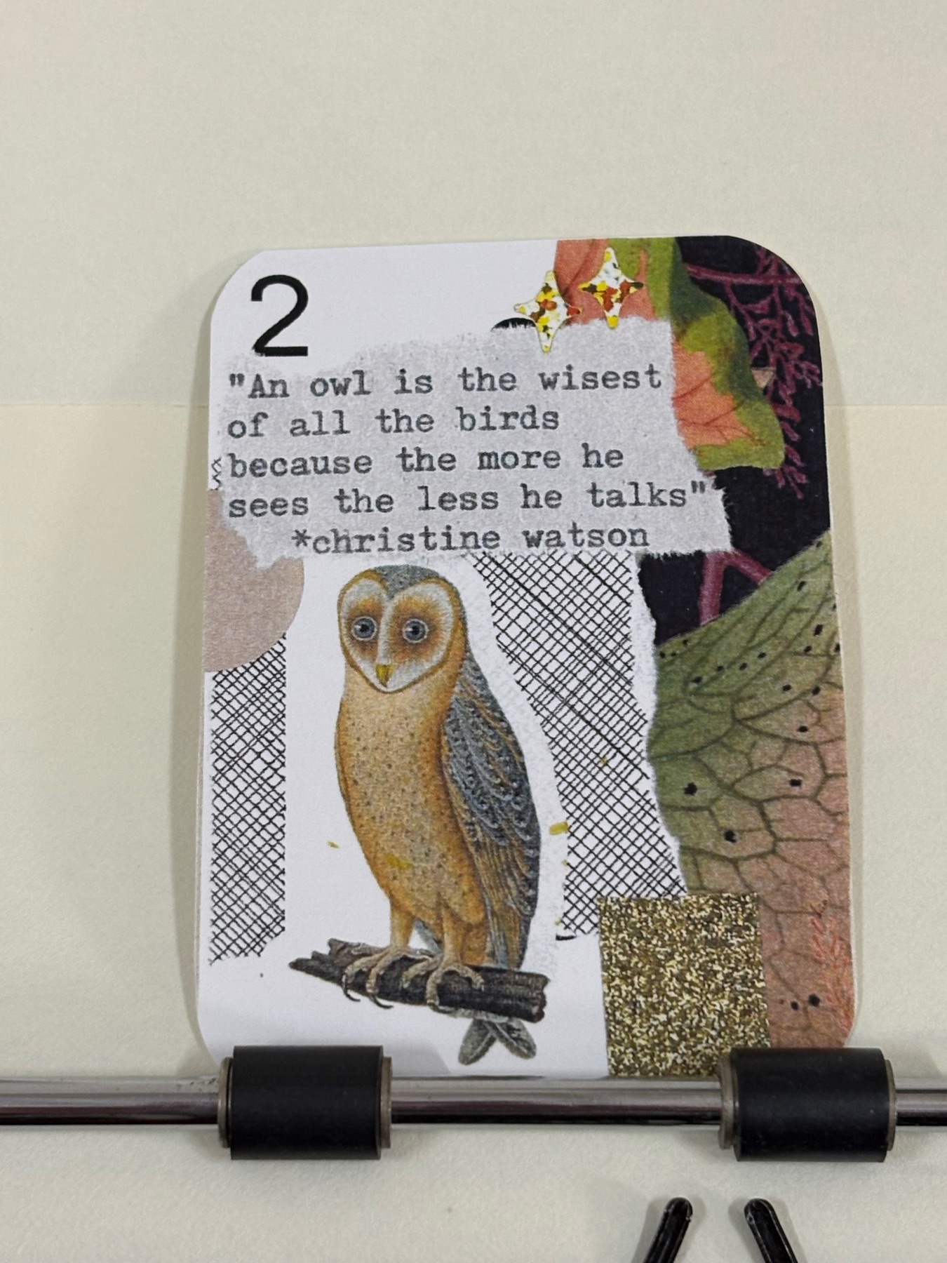 Barn Owl collage print by Mazerzine aceo art card
