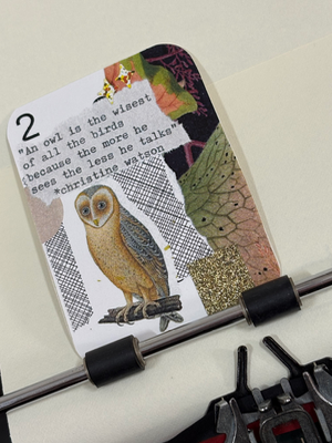 Barn Owl collage print by Mazerzine aceo art card thumbnail 2
