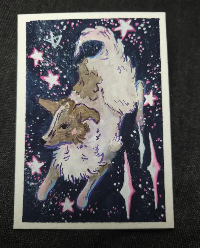 In Honor of Laika, the Space Dog aceo art card