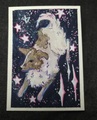In Honor of Laika, the Space Dog aceo art card thumbnail 1