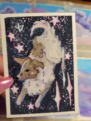 In Honor of Laika, the Space Dog aceo art card thumbnail 2