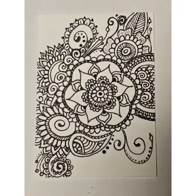 Henna Flower aceo art card thumbnail 2